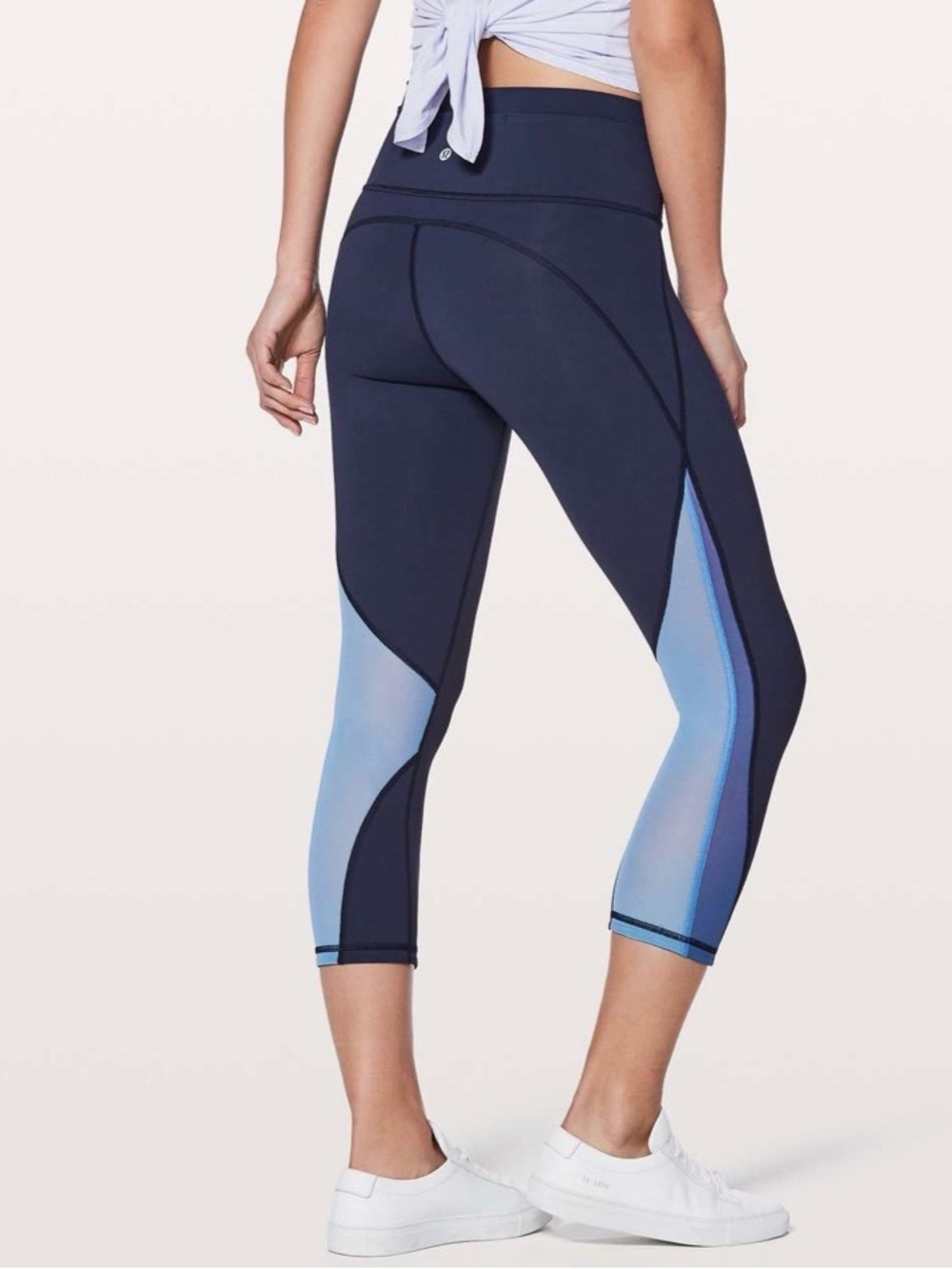 Lululemon Women’s 21” Blue Mix & Mesh Crop Leggings Size 6